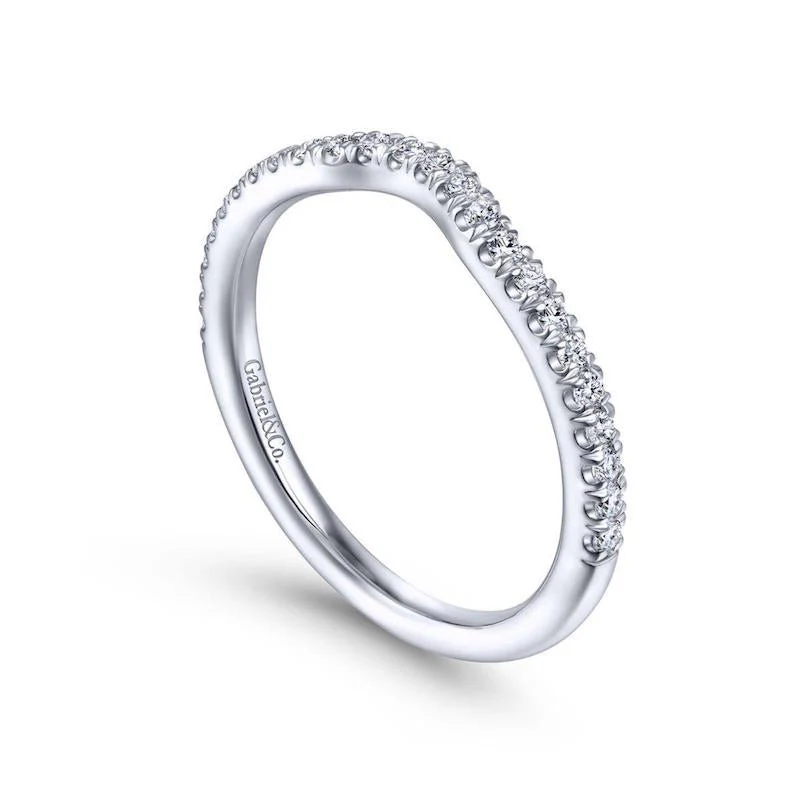 Gabriel & Co. 14k White Gold Contemporary Curved Wedding Band - Image 3