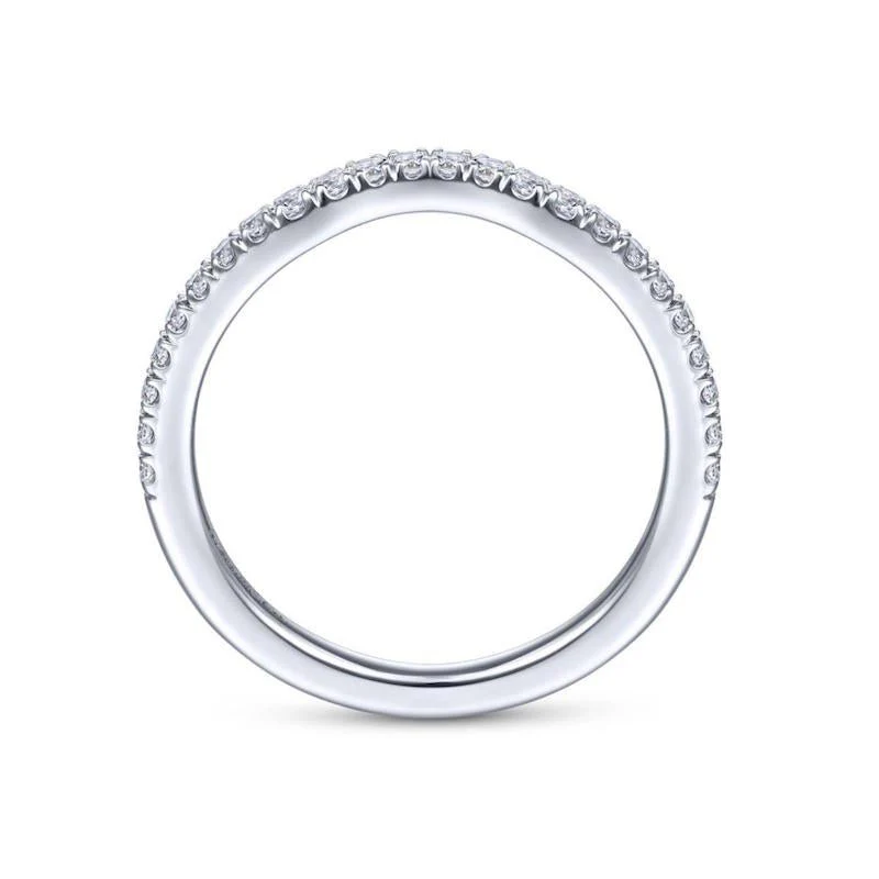 Gabriel & Co. 14k White Gold Contemporary Curved Wedding Band - Image 2