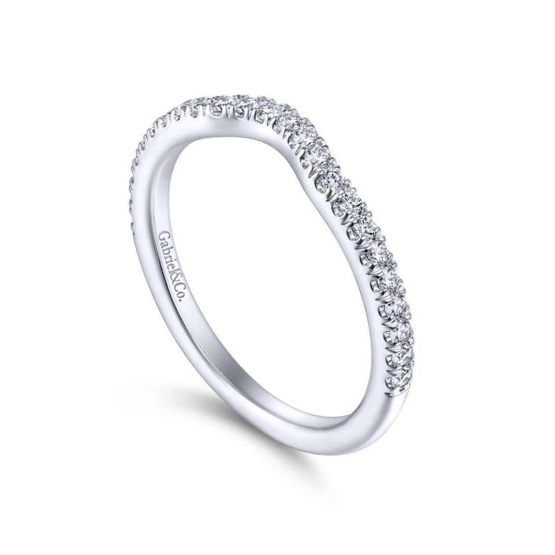 Gabriel & Co. 14k White Gold Contemporary Curved Wedding Band - Image 3