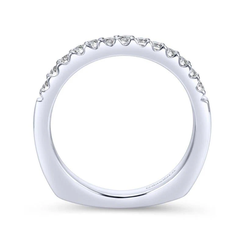 Gabriel & Co. 14k White Gold Contemporary Curved Wedding Band - Image 2
