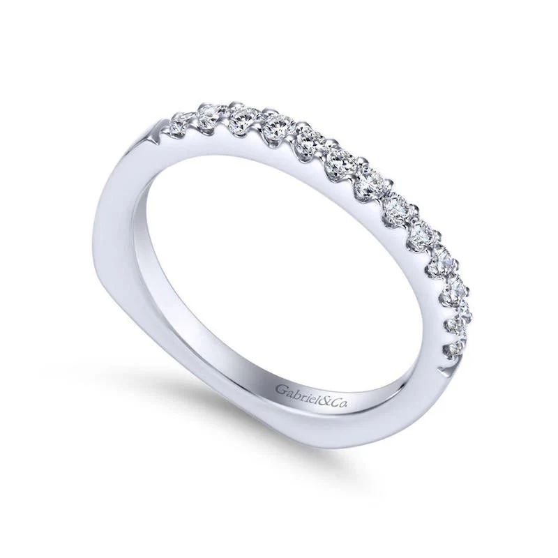 Gabriel & Co. 14k White Gold Contemporary Curved Wedding Band - Image 3