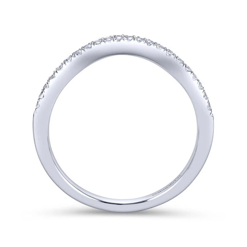 Gabriel & Co. 14k White Gold Contemporary Curved Wedding Band - Image 2