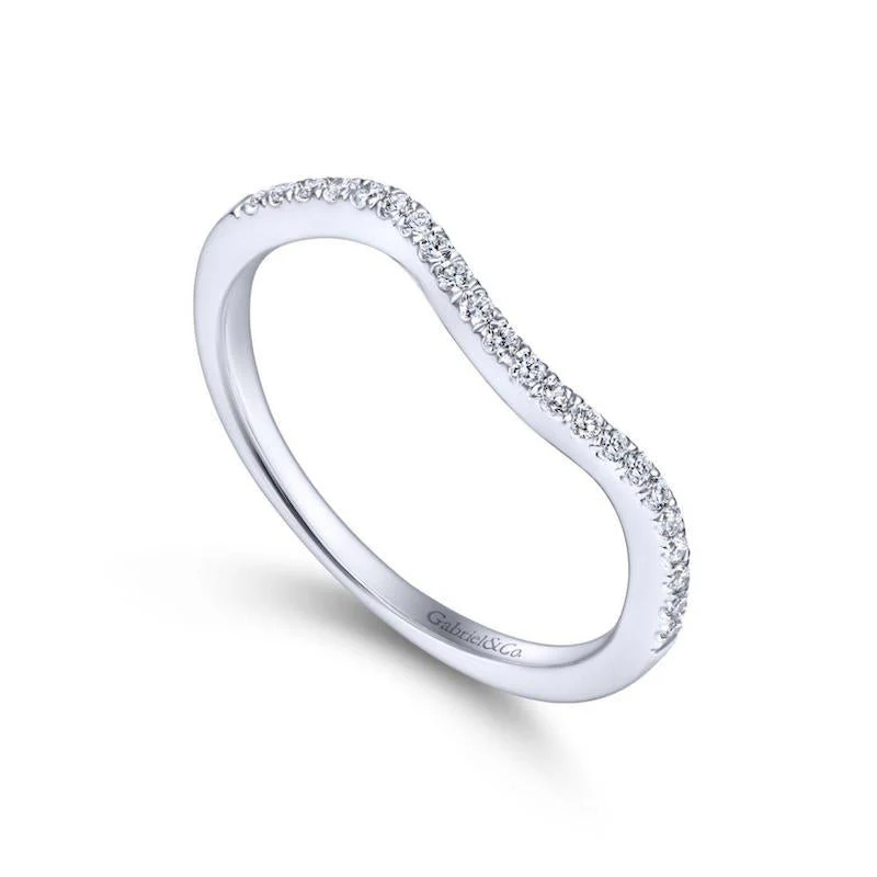 Gabriel & Co. 14k White Gold Contemporary Curved Wedding Band - Image 3