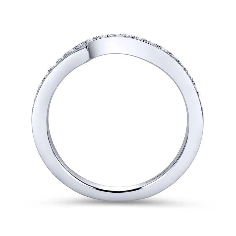 Gabriel & Co. 14k White Gold Contemporary Curved Wedding Band - Image 2