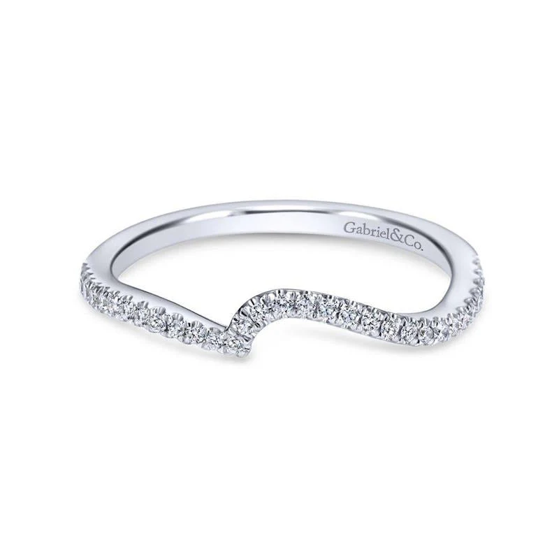 Gabriel & Co. 14k White Gold Contemporary Curved Wedding Band - Image 3