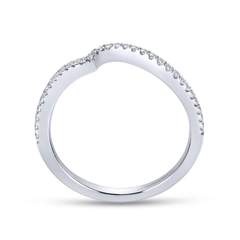 Gabriel & Co. 14k White Gold Contemporary Curved Wedding Band - Image 2