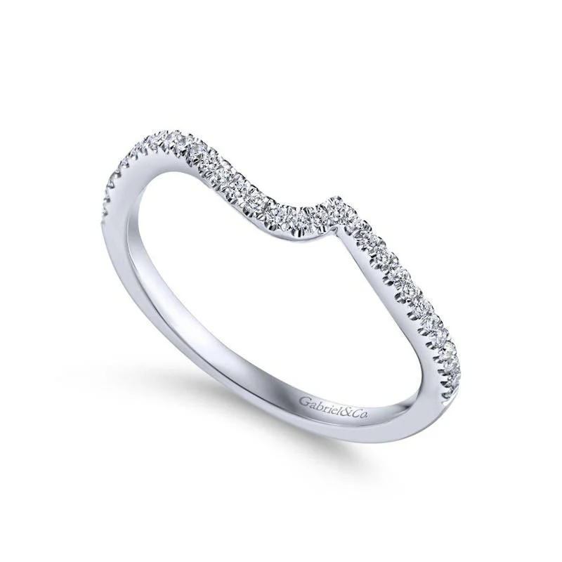 Gabriel & Co. 14k White Gold Contemporary Curved Wedding Band - Image 3