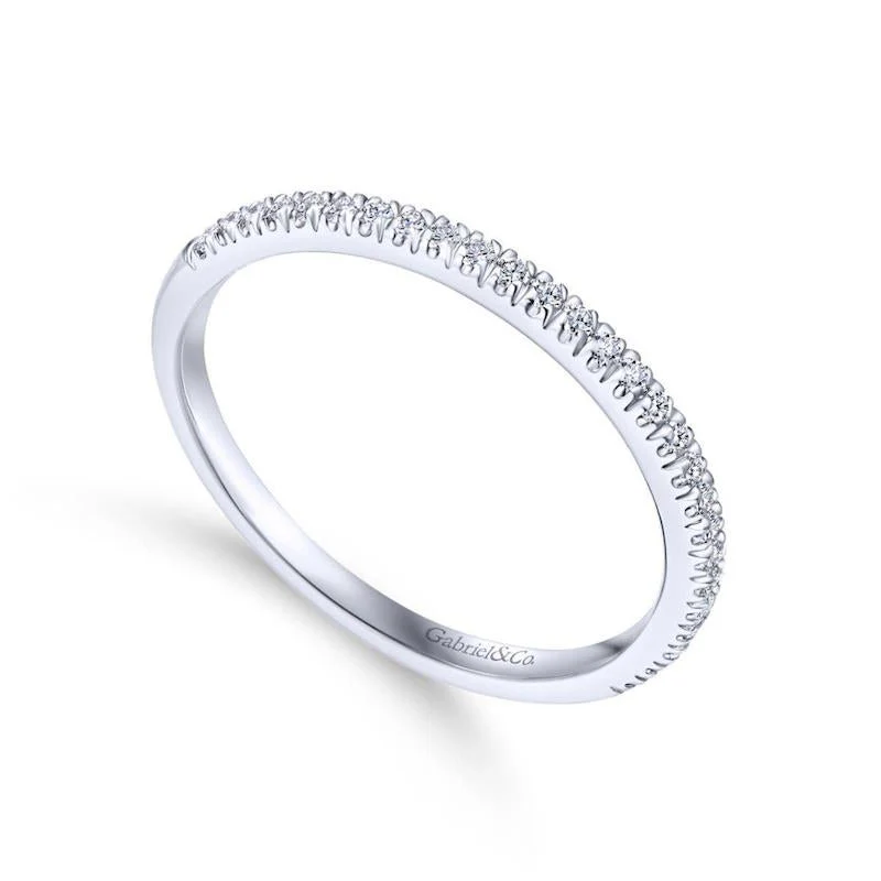 Gabriel & Co. 14k White Gold Contemporary Curved Wedding Band - Image 3