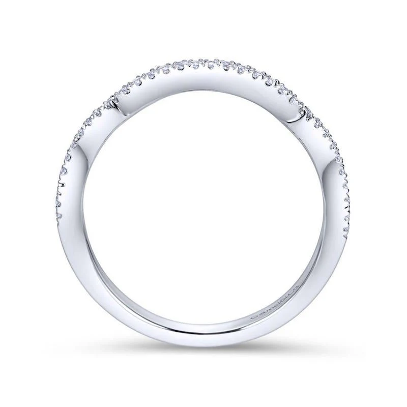 Gabriel & Co. 14k White Gold Contemporary Curved Wedding Band - Image 2