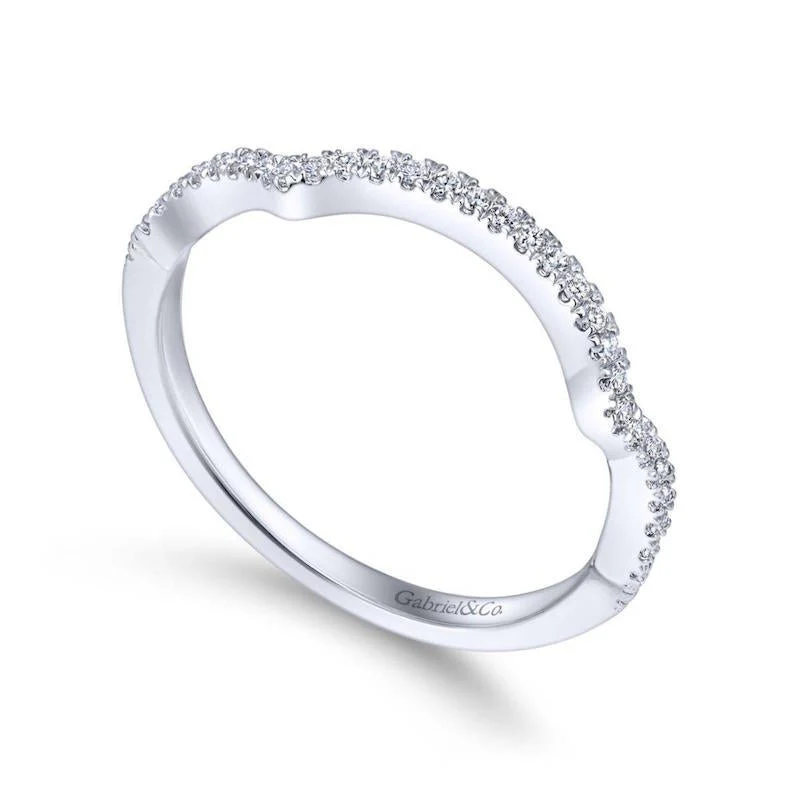 Gabriel & Co. 14k White Gold Contemporary Curved Wedding Band - Image 3