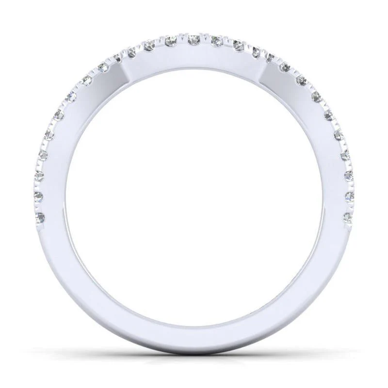 Gabriel & Co. 14k White Gold Contemporary Curved Wedding Band - Image 2