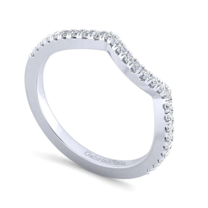 Gabriel & Co. 14k White Gold Contemporary Curved Wedding Band - Image 3