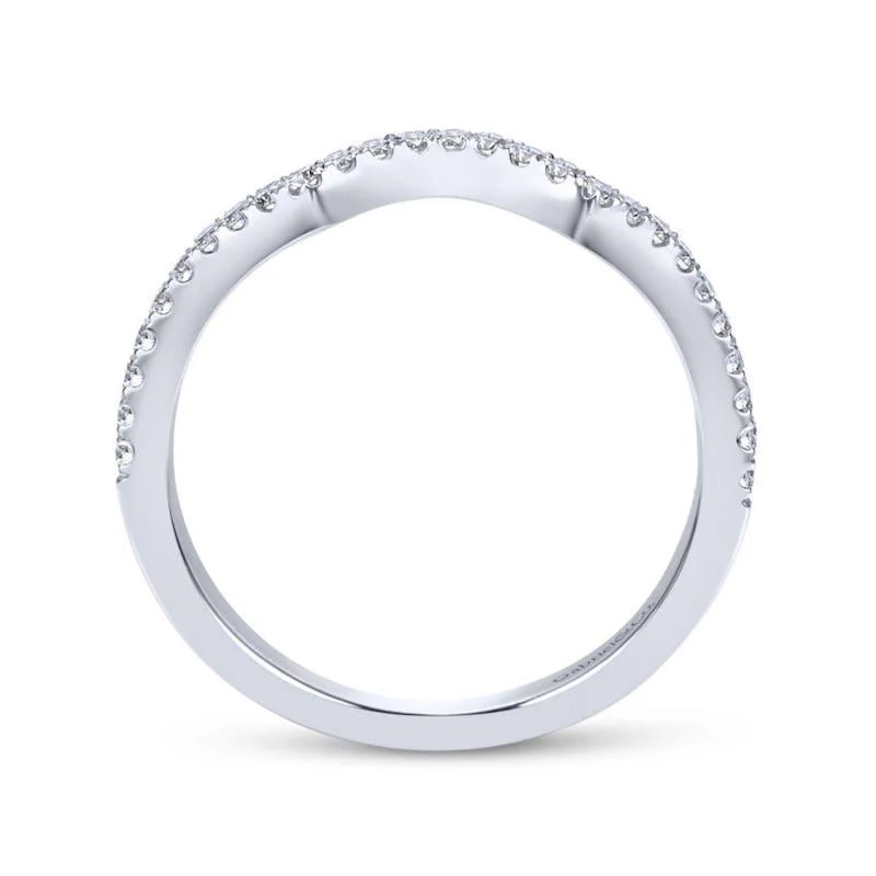 Gabriel & Co. 14k White Gold Contemporary Curved Wedding Band - Image 2