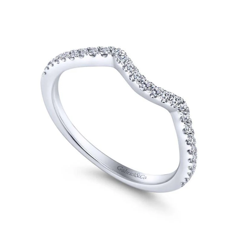 Gabriel & Co. 14k White Gold Contemporary Curved Wedding Band - Image 3