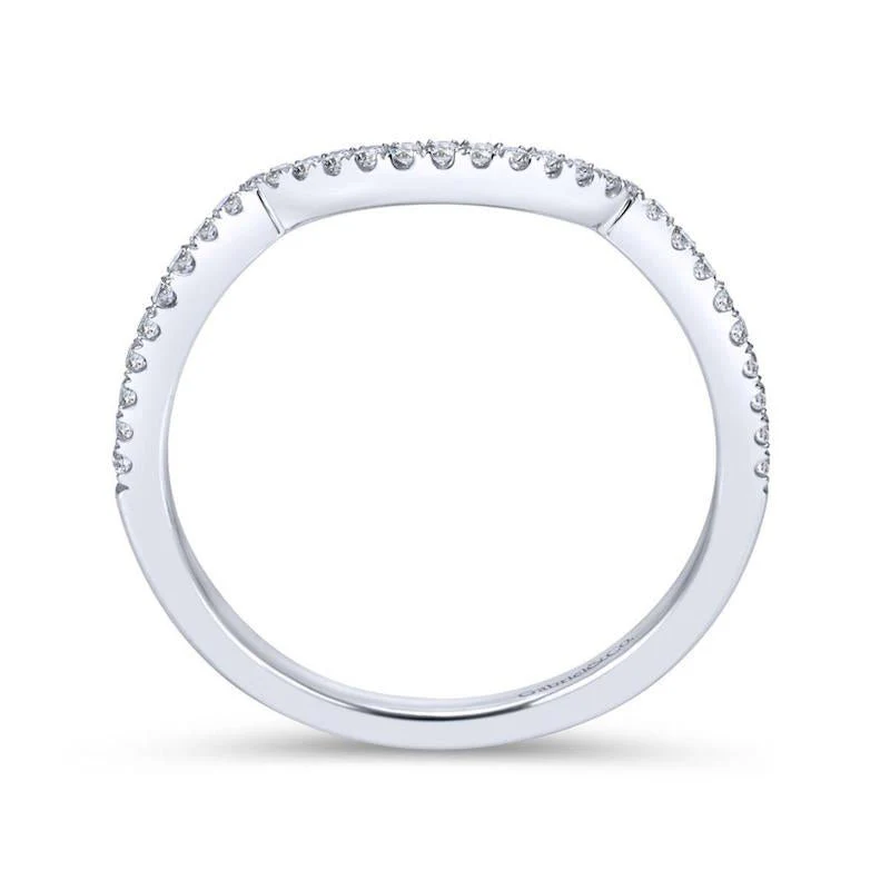Gabriel & Co. 14k White Gold Contemporary Curved Wedding Band - Image 2