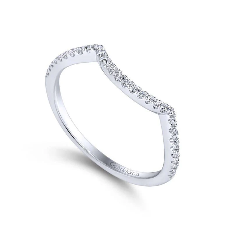 Gabriel & Co. 14k White Gold Contemporary Curved Wedding Band - Image 3