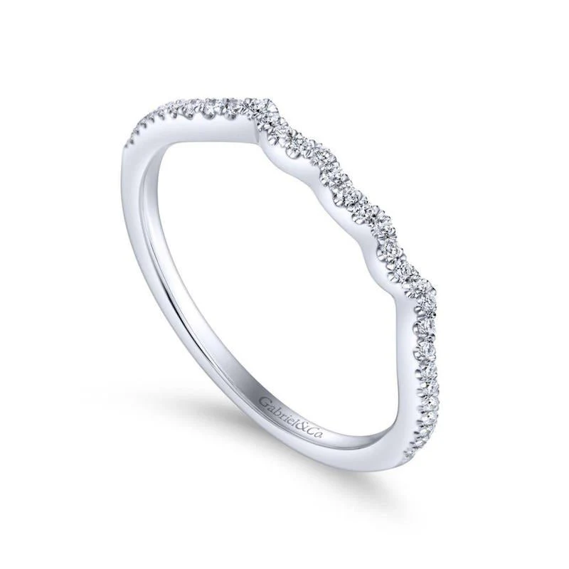 Gabriel & Co. 14k White Gold Contemporary Curved Wedding Band - Image 3