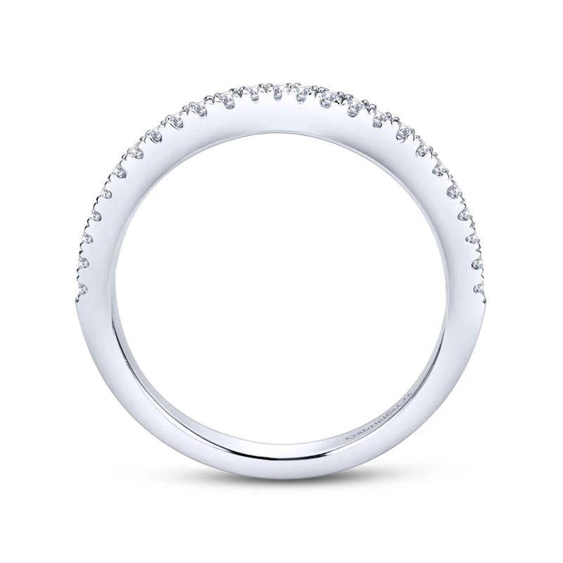 Gabriel & Co. 14k White Gold Contemporary Curved Wedding Band - Image 2