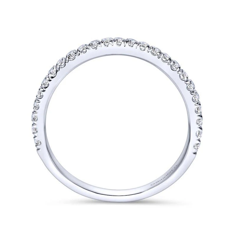 Gabriel & Co. 14k White Gold Contemporary Curved Wedding Band - Image 2