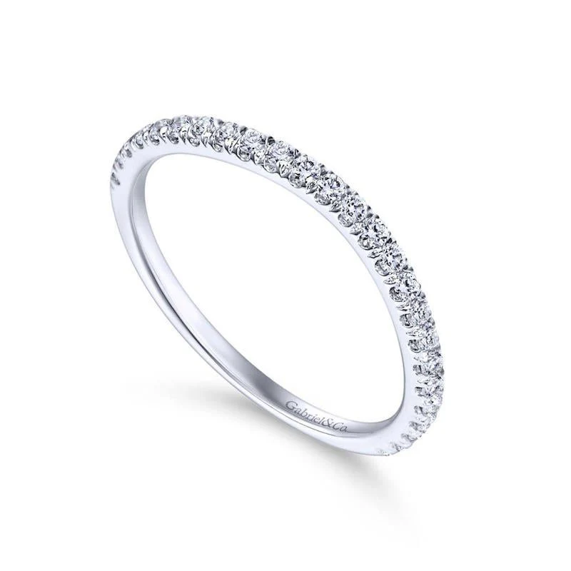 Gabriel & Co. 14k White Gold Contemporary Curved Wedding Band - Image 3