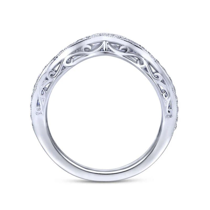 Gabriel & Co. 14k White Gold Contemporary Curved Wedding Band - Image 2