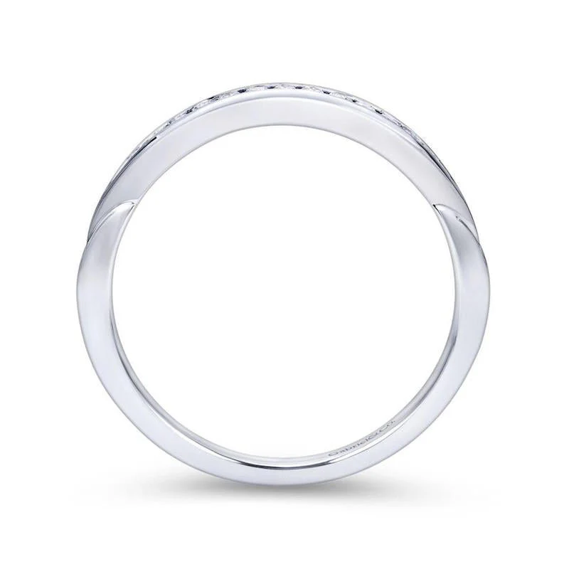Gabriel & Co. 14k White Gold Contemporary Diamond Wedding Band - Image 2
