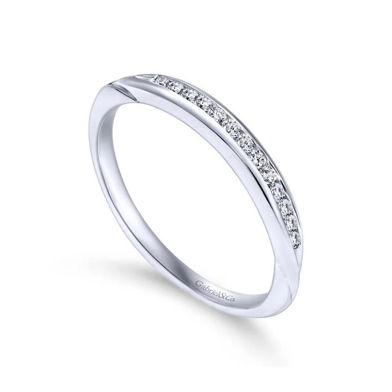 Gabriel & Co. 14k White Gold Contemporary Diamond Wedding Band - Image 3