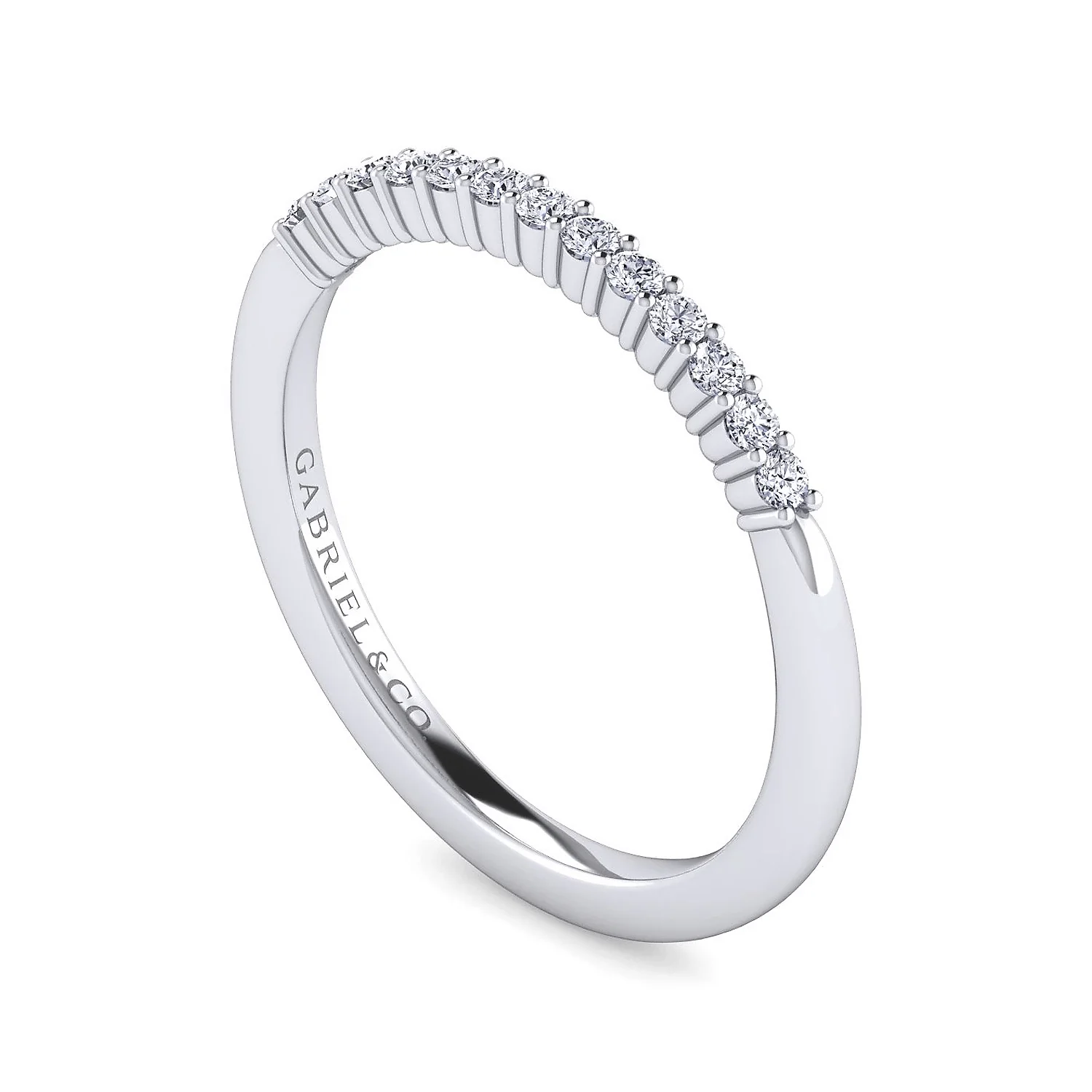 Gabriel & Co. 14k White Gold Contemporary Diamond Wedding Band - Image 3