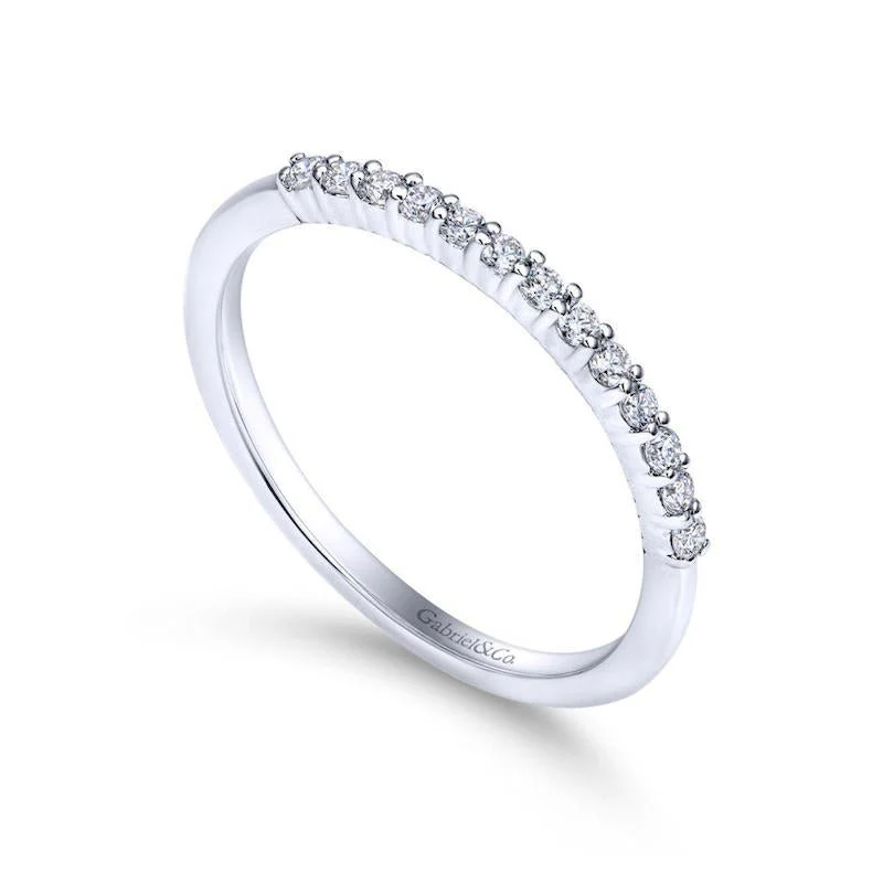 Gabriel & Co. 14k White Gold Contemporary Diamond Wedding Band - Image 3