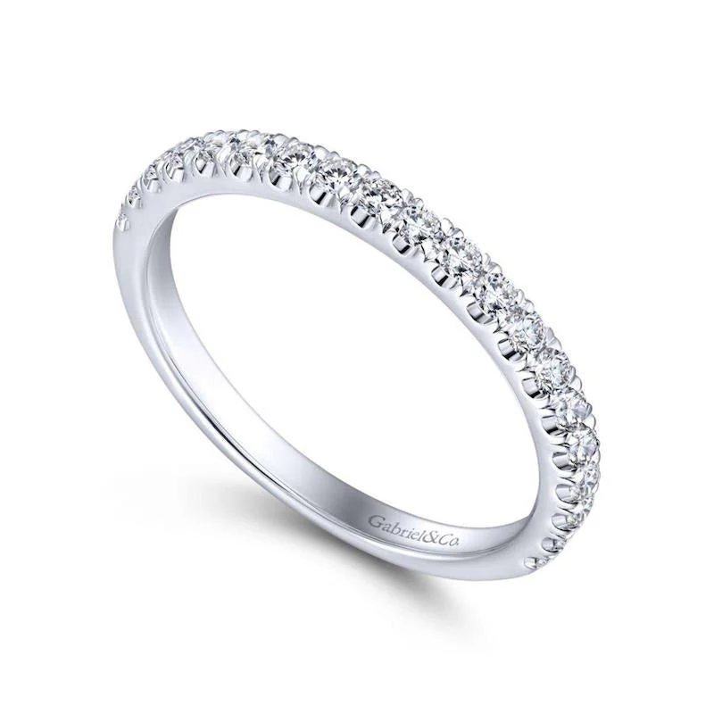 Gabriel & Co. 14k White Gold Contemporary Diamond Wedding Band - Image 3