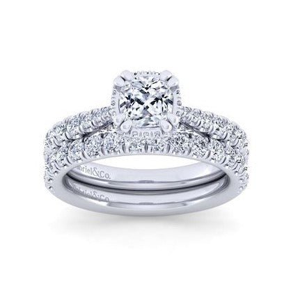 Gabriel & Co. 14k White Gold Contemporary Diamond Wedding Band - Image 4