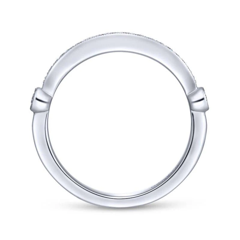 Gabriel & Co. 14k White Gold Contemporary Diamond Wedding Band - Image 2