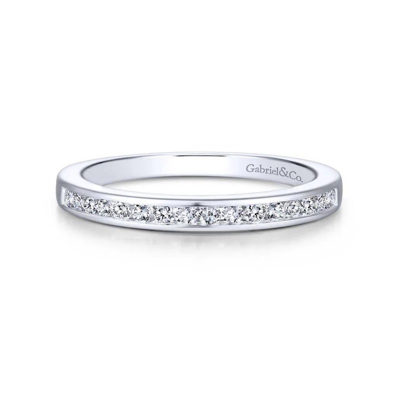 Gabriel & Co. 14k White Gold Contemporary Diamond Wedding Band