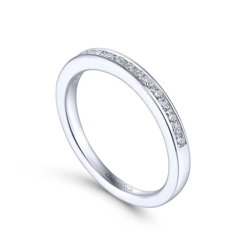 Gabriel & Co. 14k White Gold Contemporary Diamond Wedding Band - Image 3