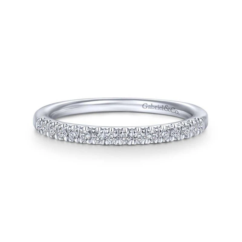 Gabriel & Co. 14k White Gold Contemporary Diamond Wedding Band