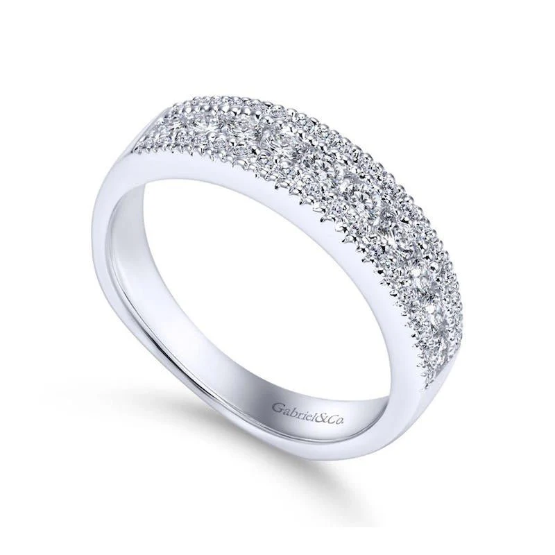 Gabriel & Co. 14k White Gold Contemporary Diamond Wedding Band - Image 3