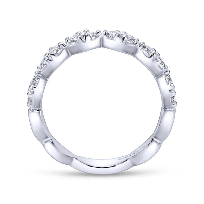 Gabriel & Co. 14k White Gold Contemporary Diamond Wedding Band - Image 2