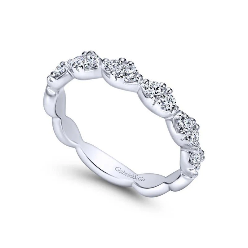 Gabriel & Co. 14k White Gold Contemporary Diamond Wedding Band - Image 3