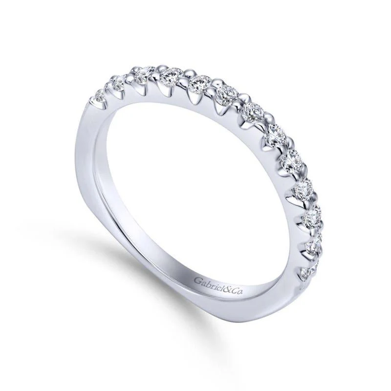 Gabriel & Co. 14k White Gold Contemporary Diamond Wedding Band - Image 3
