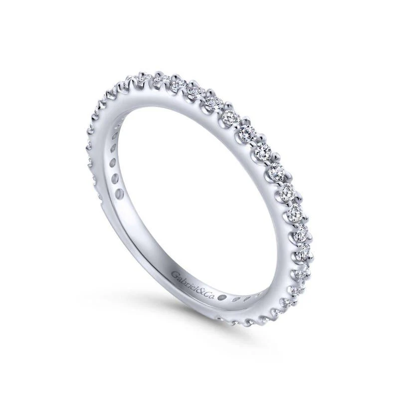 Gabriel & Co. 14k White Gold Contemporary Diamond Wedding Band - Image 3