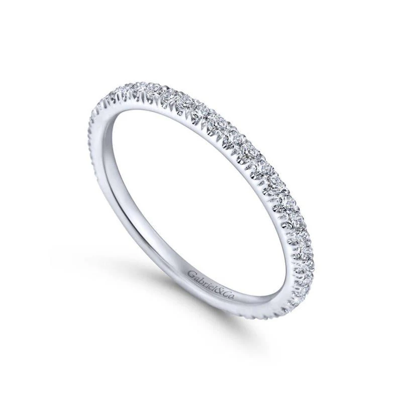 Gabriel & Co. 14k White Gold Contemporary Diamond Wedding Band - Image 3
