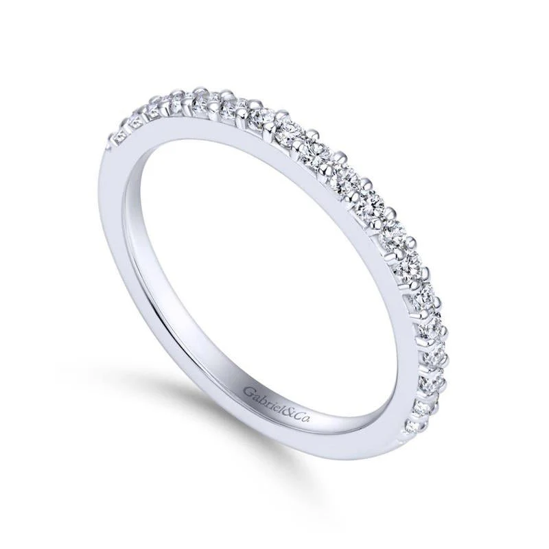 Gabriel & Co. 14k White Gold Contemporary Diamond Wedding Band - Image 3