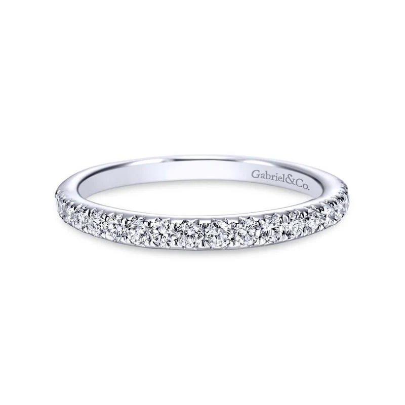 Gabriel & Co. 14k White Gold Contemporary Diamond Wedding Band