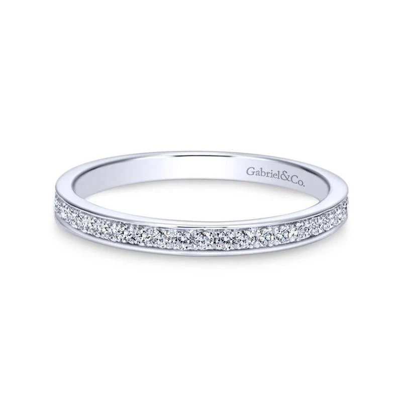 Gabriel & Co. 14k White Gold Contemporary Diamond Wedding Band