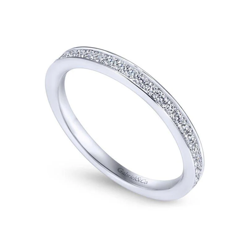 Gabriel & Co. 14k White Gold Contemporary Diamond Wedding Band - Image 3