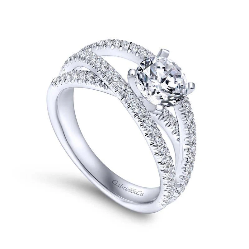 Gabriel & Co. 14k White Gold Contemporary Free Form Engagement Ring - Image 3