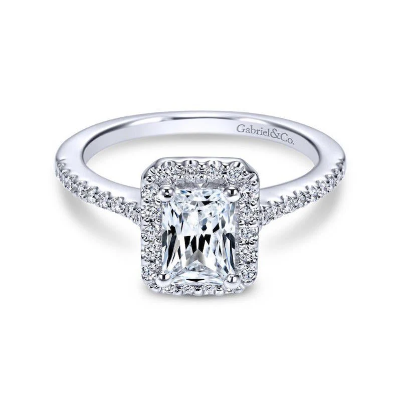 Gabriel & Co. 14k White Gold Contemporary Halo Diamond Engagement Ring - Image 2