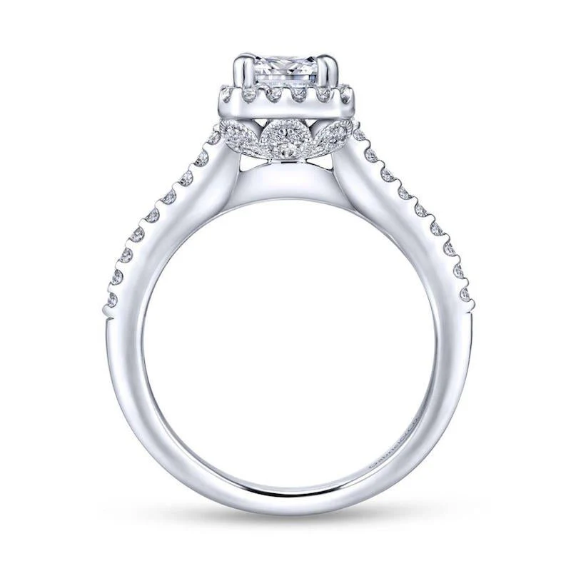 Gabriel & Co. 14k White Gold Contemporary Halo Diamond Engagement Ring - Image 3
