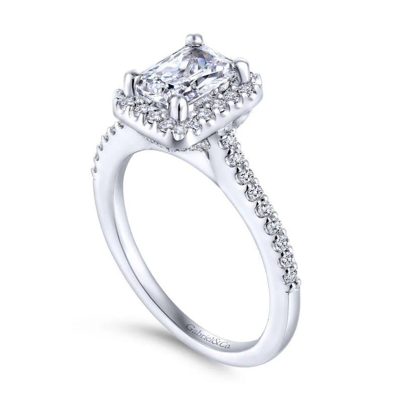 Gabriel & Co. 14k White Gold Contemporary Halo Diamond Engagement Ring - Image 4