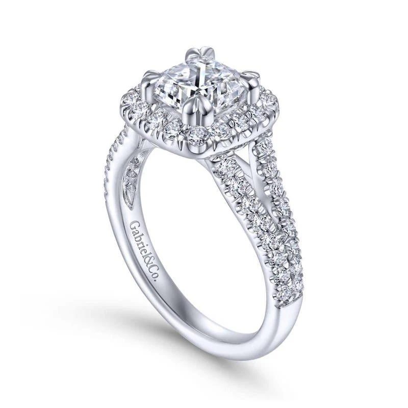 Gabriel & Co. 14k White Gold Contemporary Halo Engagement Ring - Image 3